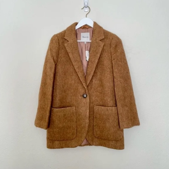 Madewell Bouclé Larsen Blazer Size XL Toffee Melange Brown Jacket Alpaca Blend - Picture 13 of 16